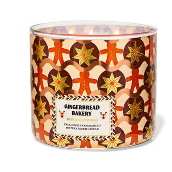 🛍BOGO 50% OFF🤎🫚🕯NWT‼️ Bath & Body Works "Gingerbread Bakery" 3-wick Candle - Picture 7 of 10